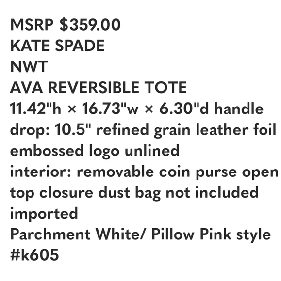 Kate Spade Large Reversible Tote With Coin Purse NWT - Picture 8 of 8